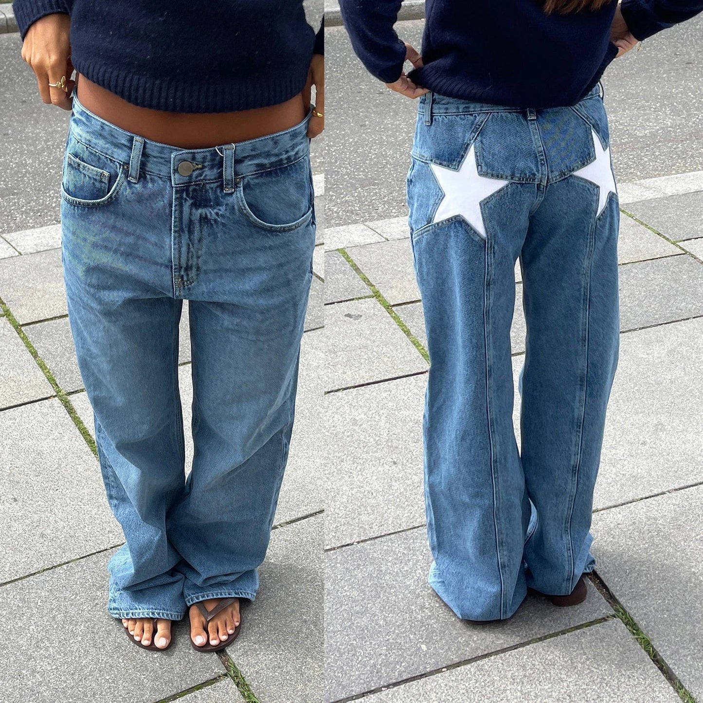 Vintage women's jeans with star pattern