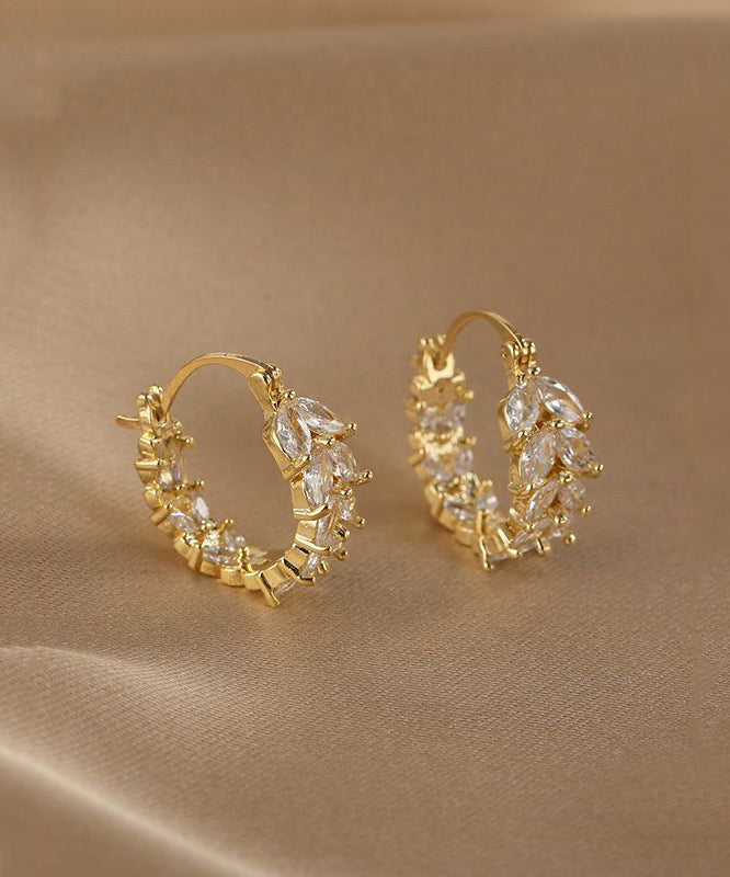 Boucles d'oreilles créoles en alliage de cuivre et zircon doré Vogue - TrendAura
