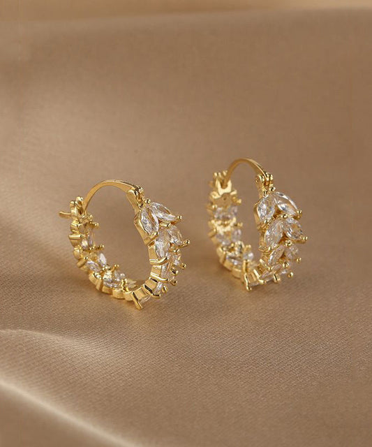 Boucles d'oreilles créoles en alliage de cuivre et zircon doré Vogue - TrendAura