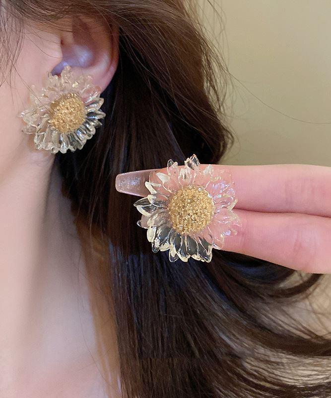 Boucles d'oreilles à tige en alliage acrylique motif tournesol Vogue Nude - TrendAura