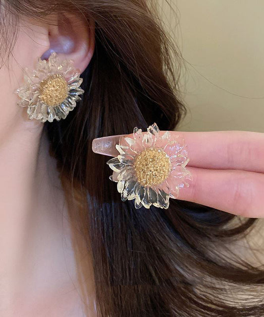 Boucles d'oreilles à tige en alliage acrylique motif tournesol Vogue Nude - TrendAura