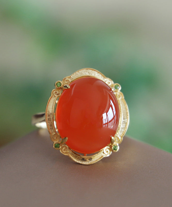 Bagues Vogue en or rouge 14 carats, zircon et agate - TrendAura
