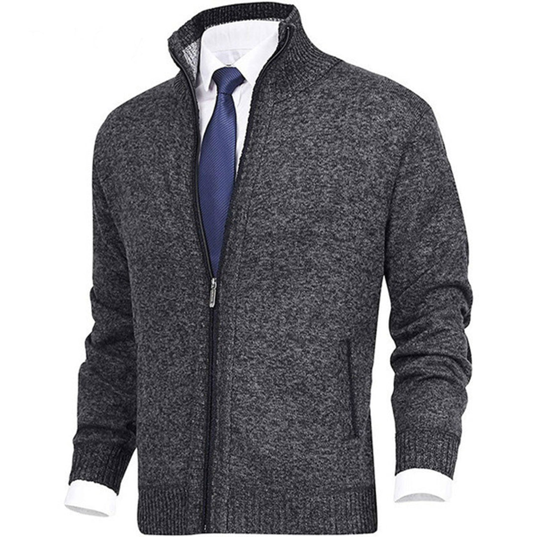 Jordan Knit Zip Sweater For Men Beige Cardigan Style Knit Jacket With Ribbed Collar Cuffs And Hem