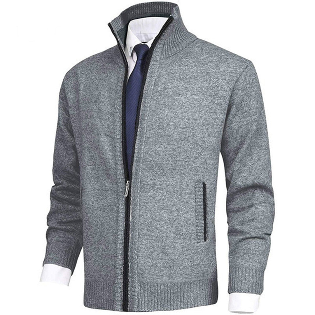 Jordan Knit Zip Sweater For Men Beige Cardigan Style Knit Jacket With Ribbed Collar Cuffs And Hem