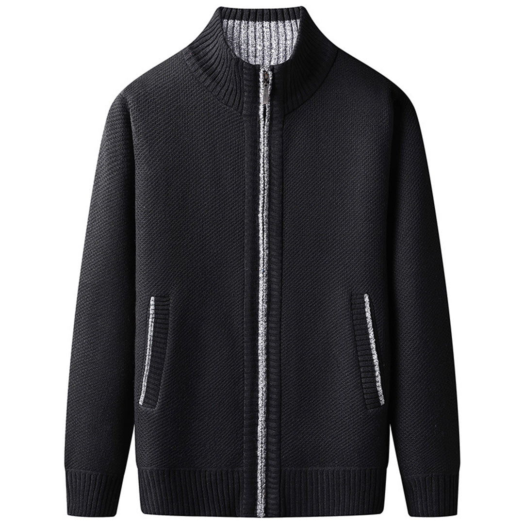 Jordan Knit Zip Sweater For Men Beige Cardigan Style Knit Jacket With Ribbed Collar Cuffs And Hem