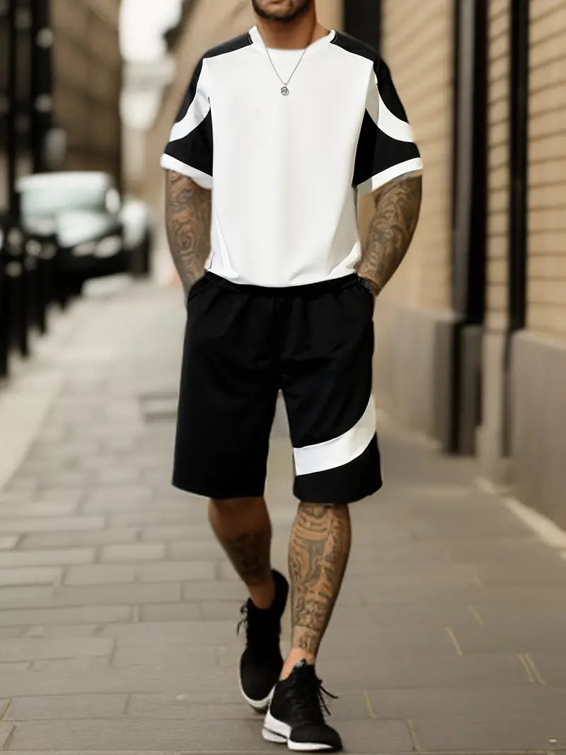 Max Mens 2 Piece Sporty Outfit Set Lightweight Moisture Wicking Cotton Tee And Shorts