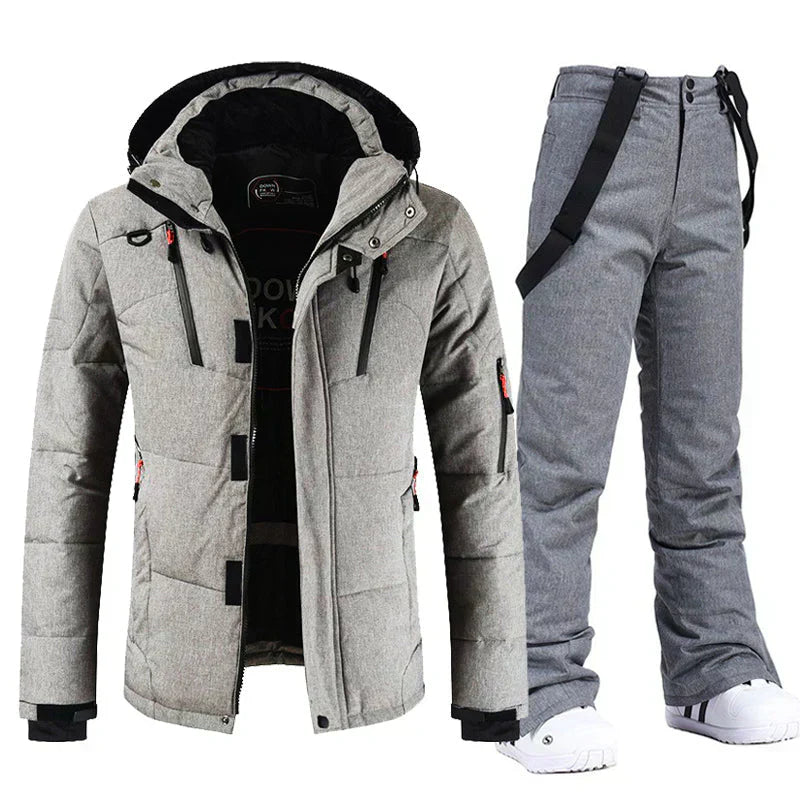 Waterproof and windproof men's ski set with jacket and pants