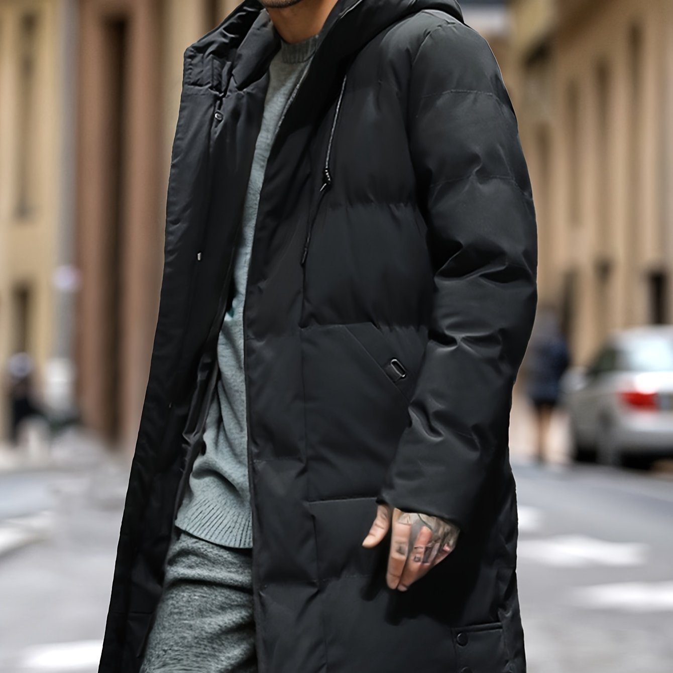 Warm winter puffer jacket with hood