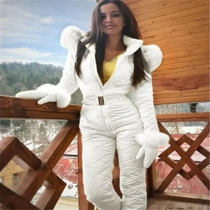 Waterproof women's ski jumpsuit with thermal insulation