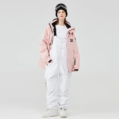 Waterproof ski suit for women with suspenders