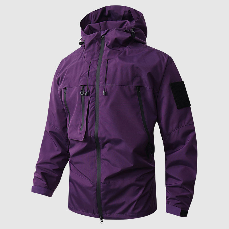 Waterproof Outdoor Hiking Hooded Men's Jacket With Detachable Hood Quick Dry Fabric All Seasons Shell