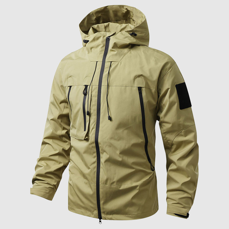 Waterproof Outdoor Hiking Hooded Men's Jacket With Detachable Hood Quick Dry Fabric All Seasons Shell
