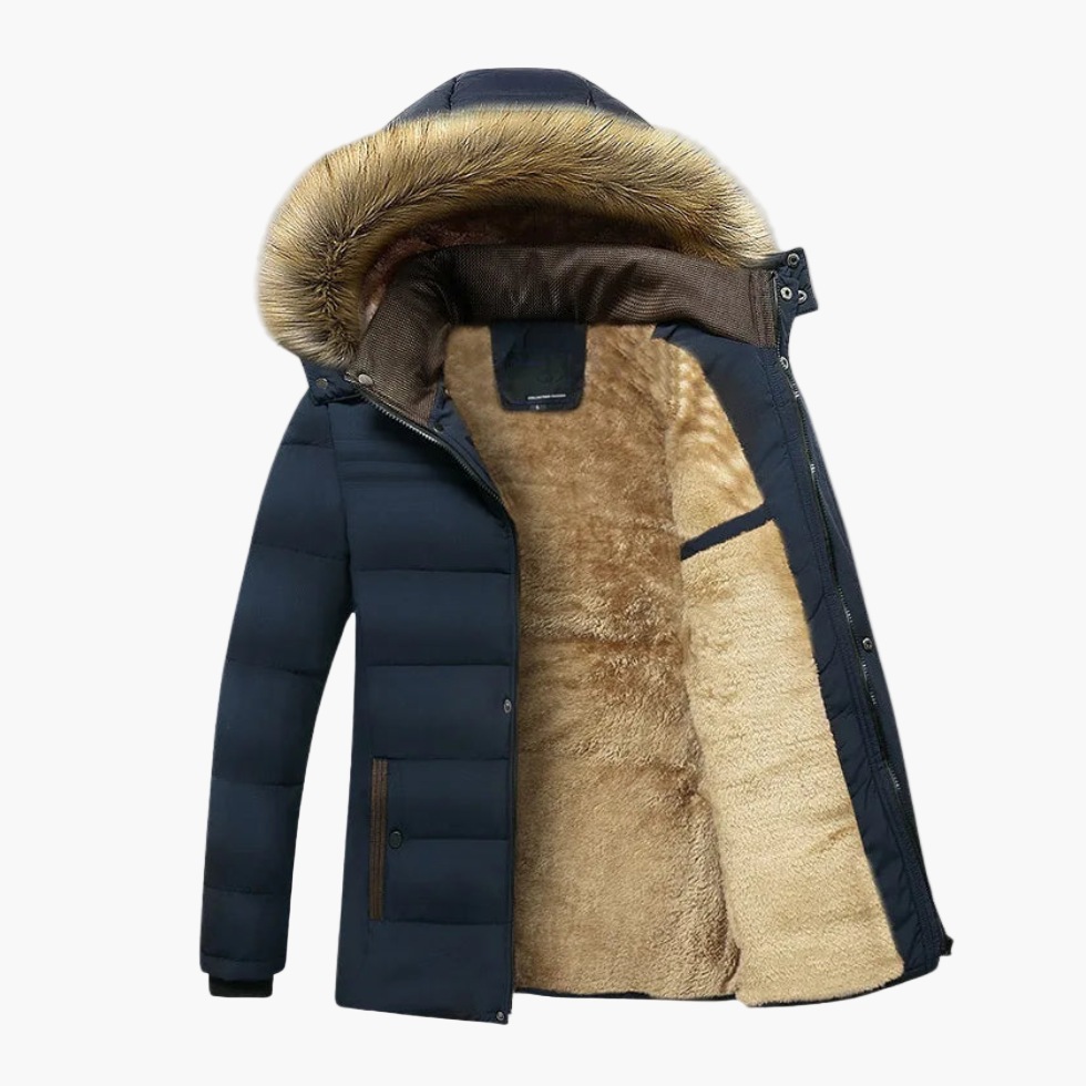 Arthur Mens Fur Lined Heavy Duty Winter Jacket Hooded Parka With Warm Insulated Interior