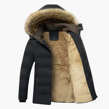Arthur Mens Fur Lined Heavy Duty Winter Jacket Hooded Parka With Warm Insulated Interior