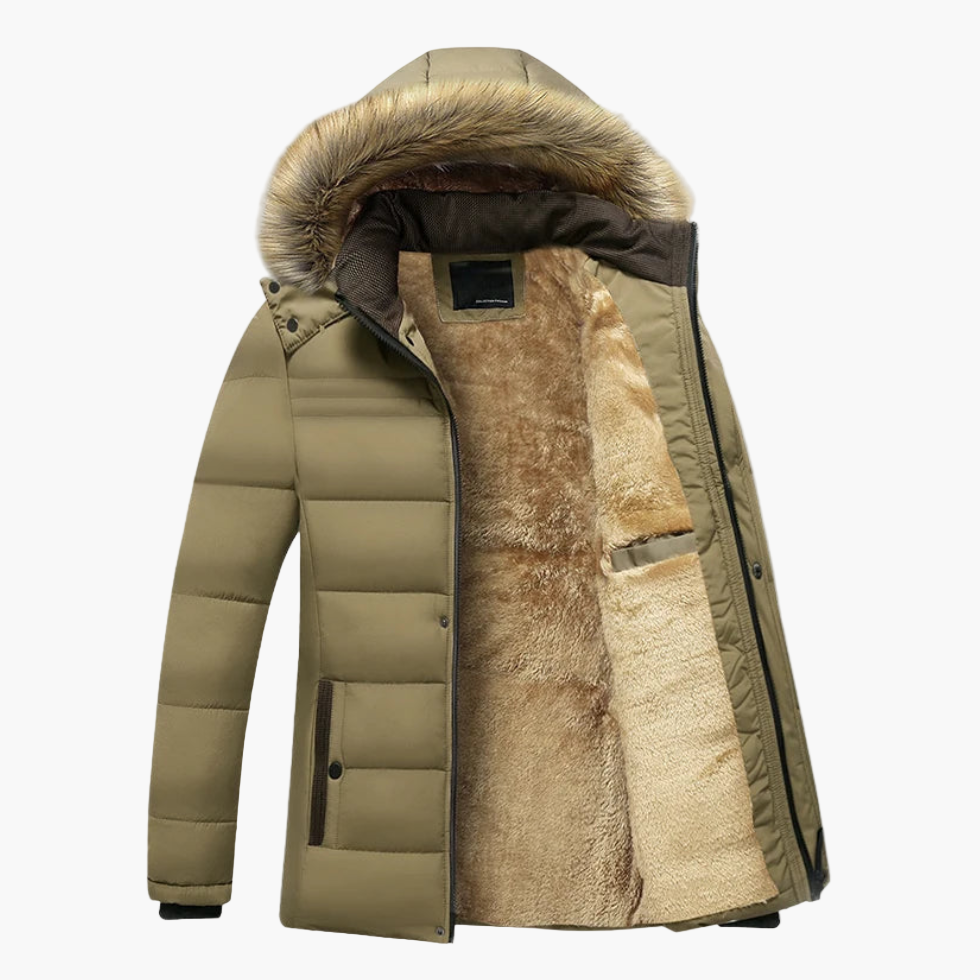 Arthur Mens Fur Lined Heavy Duty Winter Jacket Hooded Parka With Warm Insulated Interior
