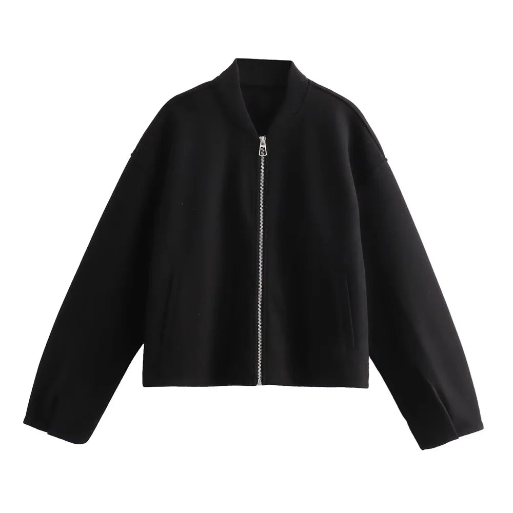 Soft women's jacket with stand-up collar