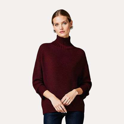 Soft wool sweater with stand-up collar