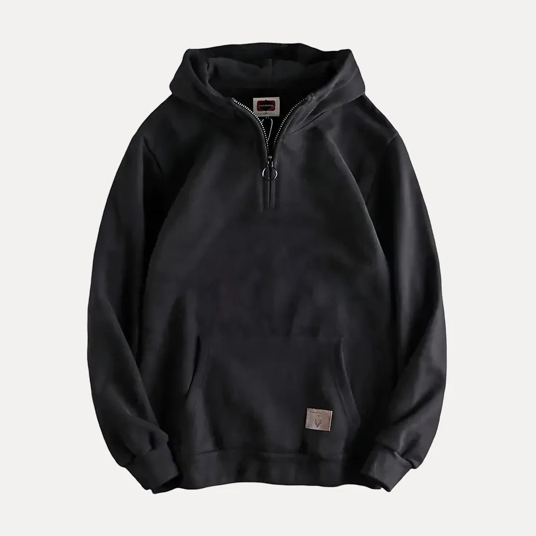 TrendAura Jack Fleece Half Zip Hoodie For Men Relaxed Fit Hooded Sweatshirt With Kangaroo Pocket