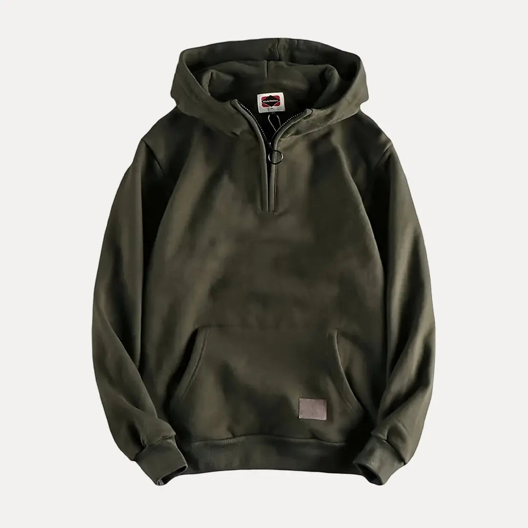 TrendAura Jack Fleece Half Zip Hoodie For Men Relaxed Fit Hooded Sweatshirt With Kangaroo Pocket