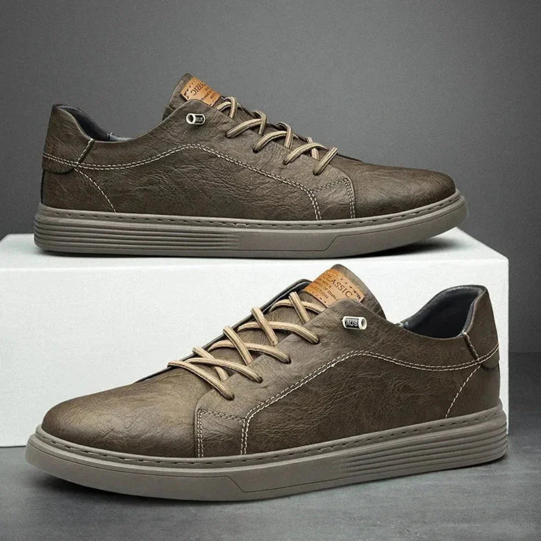 Weston Leather Sneakers For Men By TrendAura PU Leather Upper Cushioned Midsole Non Slip Rubber Outsole