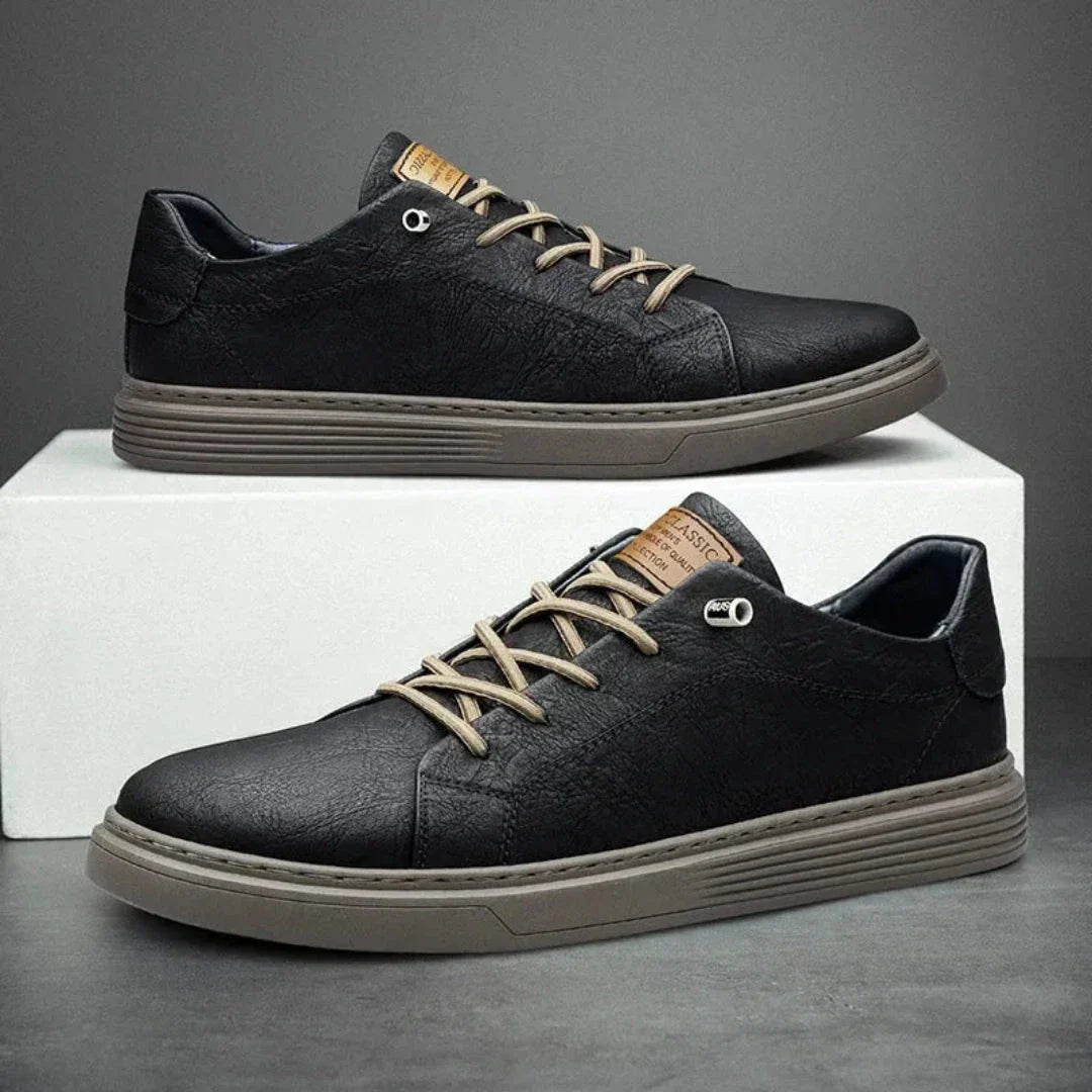 Weston Leather Sneakers For Men By TrendAura PU Leather Upper Cushioned Midsole Non Slip Rubber Outsole