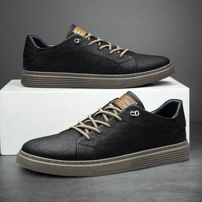 Weston Leather Sneakers For Men By TrendAura PU Leather Upper Cushioned Midsole Non Slip Rubber Outsole