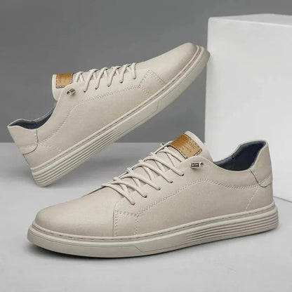 Weston Leather Sneakers For Men By TrendAura PU Leather Upper Cushioned Midsole Non Slip Rubber Outsole