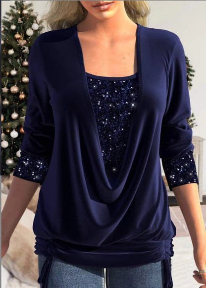 Eloura-Moda | Women's long-sleeved blouse with sequins Elegant and comfortable cut