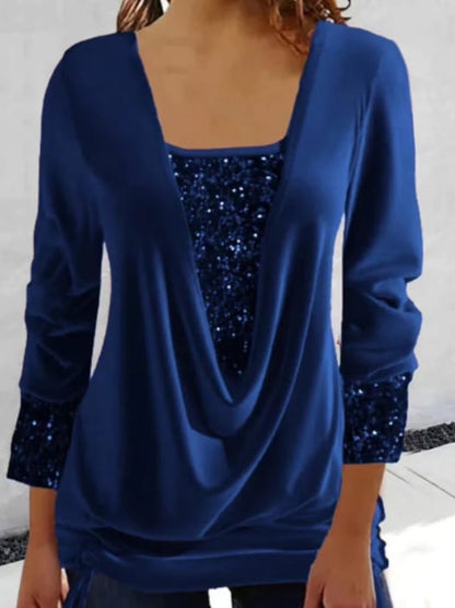 Eloura-Moda | Women's long-sleeved blouse with sequins Elegant and comfortable cut