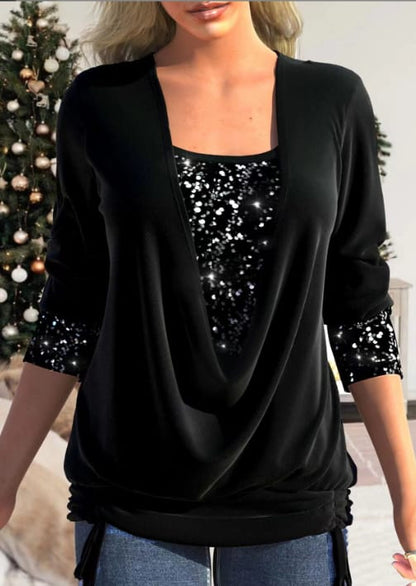 Eloura-Moda | Women's long-sleeved blouse with sequins Elegant and comfortable cut