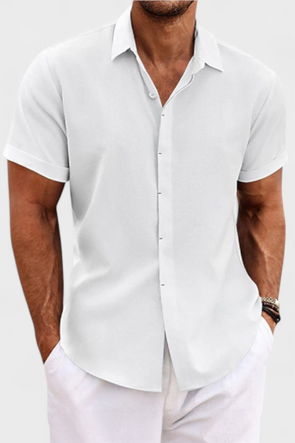 Men's Casual Short Sleeve Shirt Button Up Lightweight Breathable Regular Fit Essential