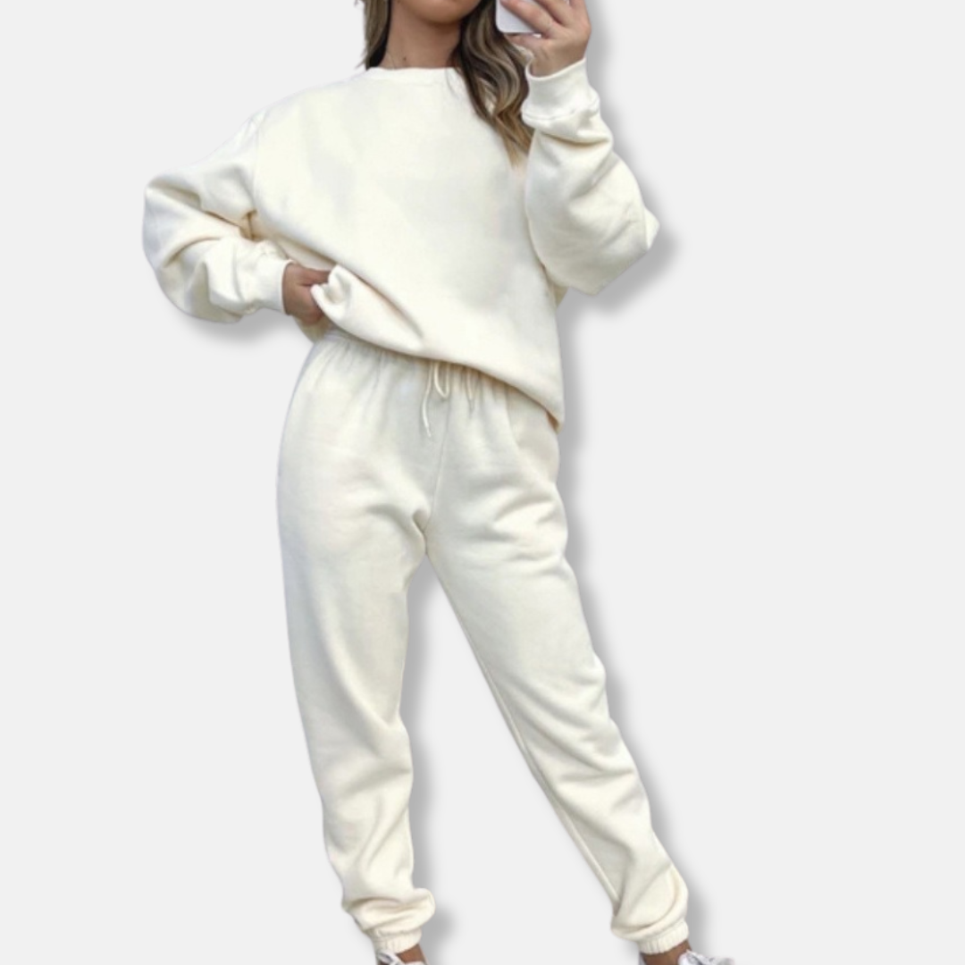 Women’s Two-Piece Set - Cotton Blend - Relaxed Fit - Elastic Drawstring Waist