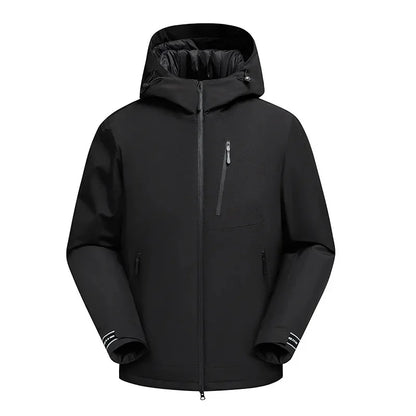 Windproof ski jacket with hood