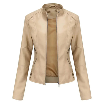 Winona Mandarin Collar Leather Jacket