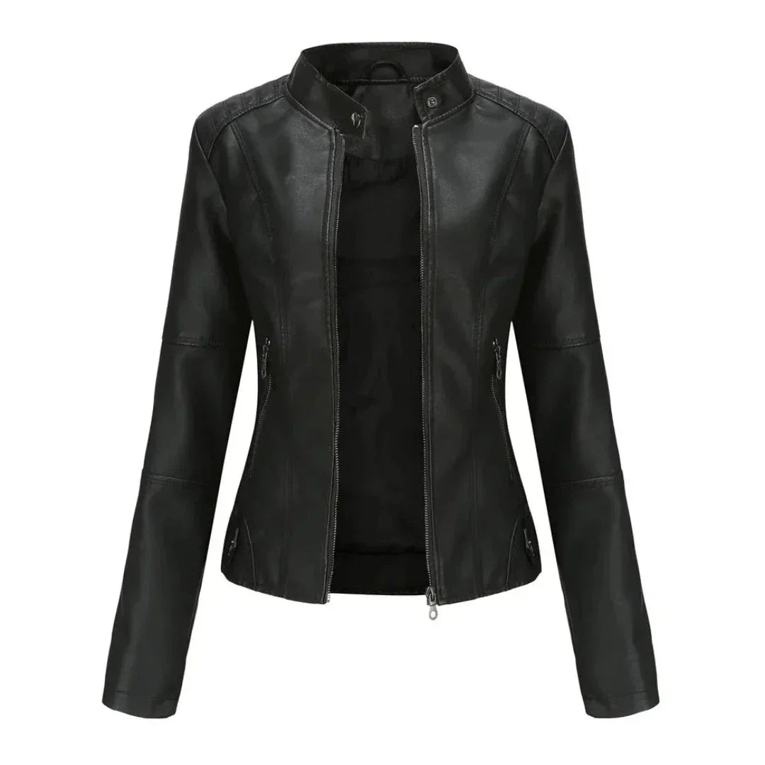 Winona Mandarin Collar Leather Jacket
