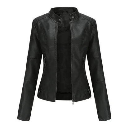 Winona Mandarin Collar Leather Jacket