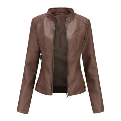 Winona Mandarin Collar Leather Jacket