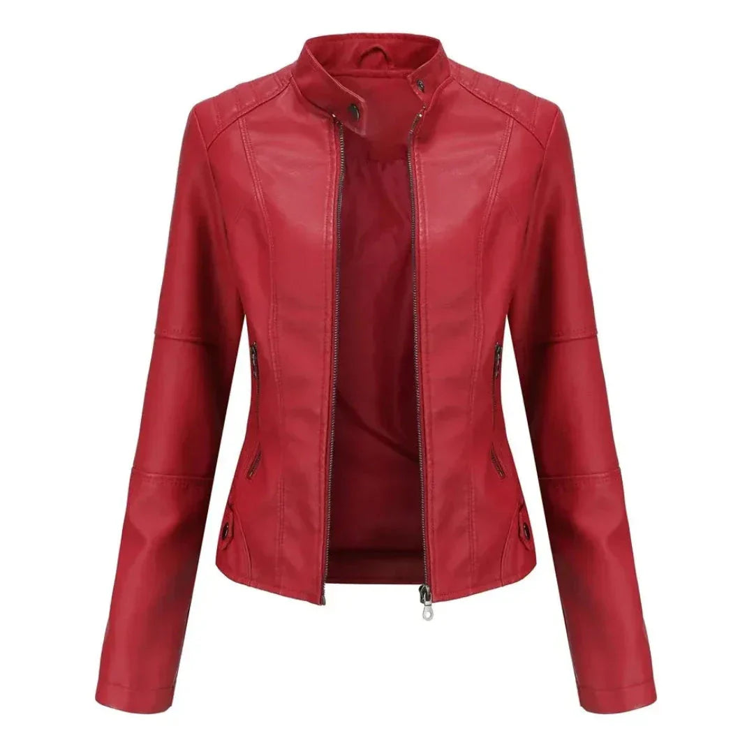 Winona Mandarin Collar Leather Jacket