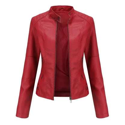 Winona Mandarin Collar Leather Jacket