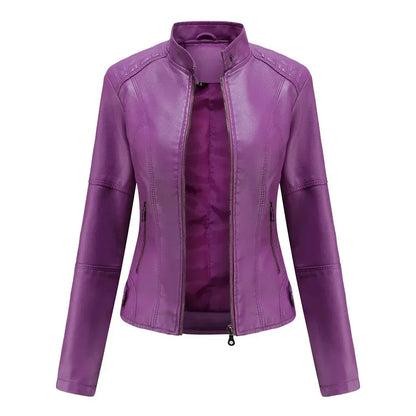 Winona Mandarin Collar Leather Jacket