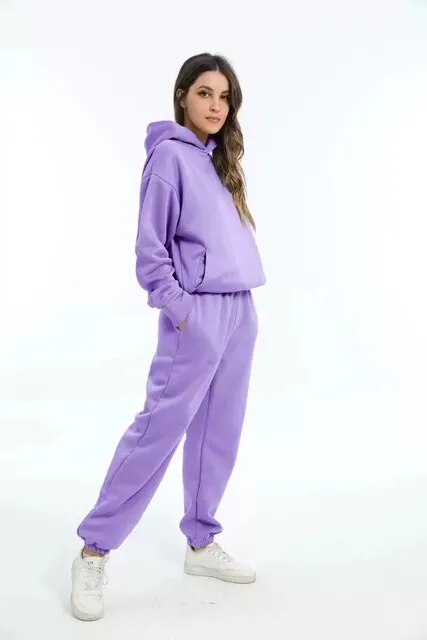 Oversized Tracksuit Women Two Piece Hoodie Sweatpants Cozy