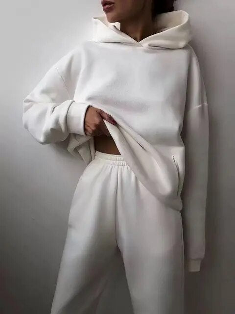 Oversized Tracksuit Women Two Piece Hoodie Sweatpants Cozy