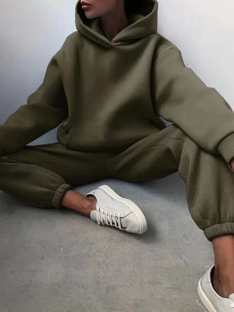 Oversized Tracksuit Women Two Piece Hoodie Sweatpants Cozy