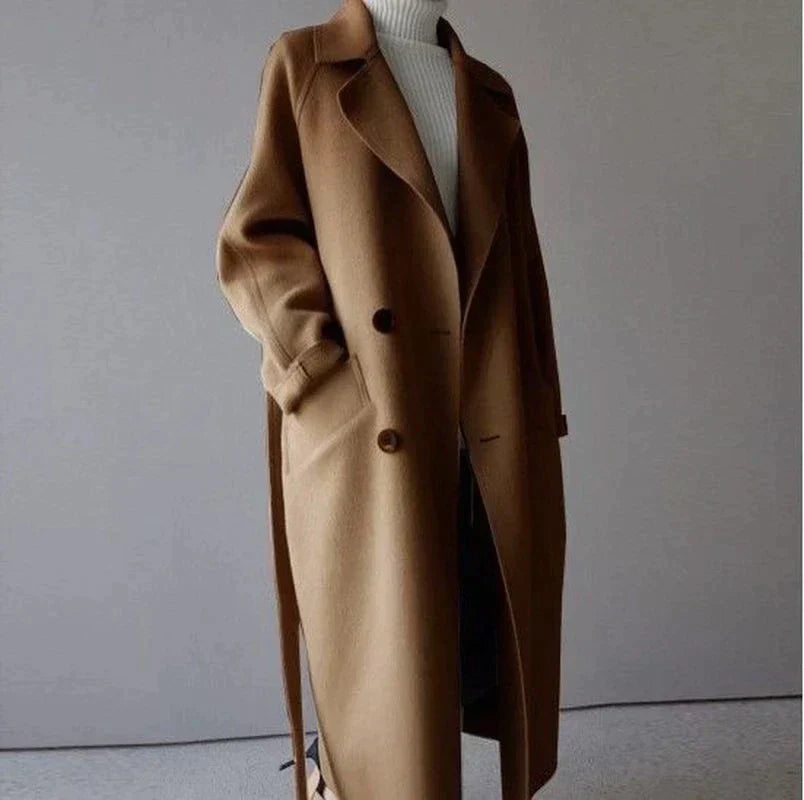 Women's trench coat | Double-breasted with belt & lapel collar