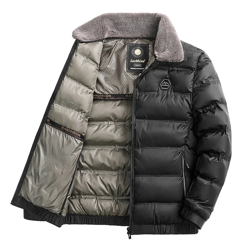 Winter jacket men – Warm parka with turn-down collar