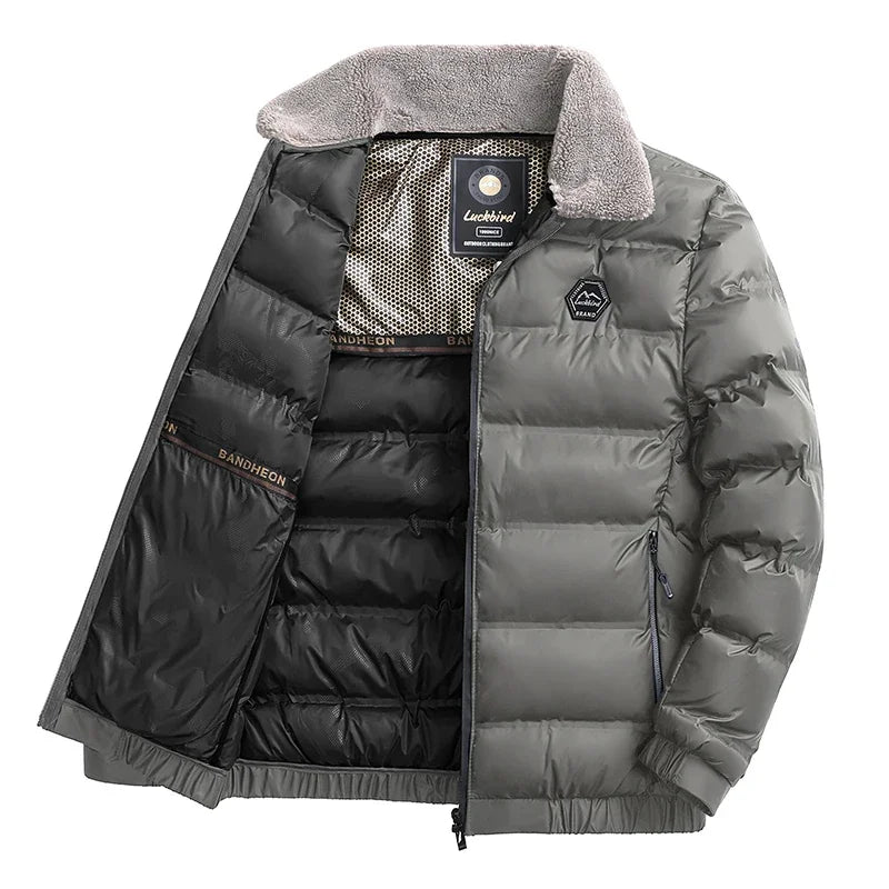 Winter jacket men – Warm parka with turn-down collar
