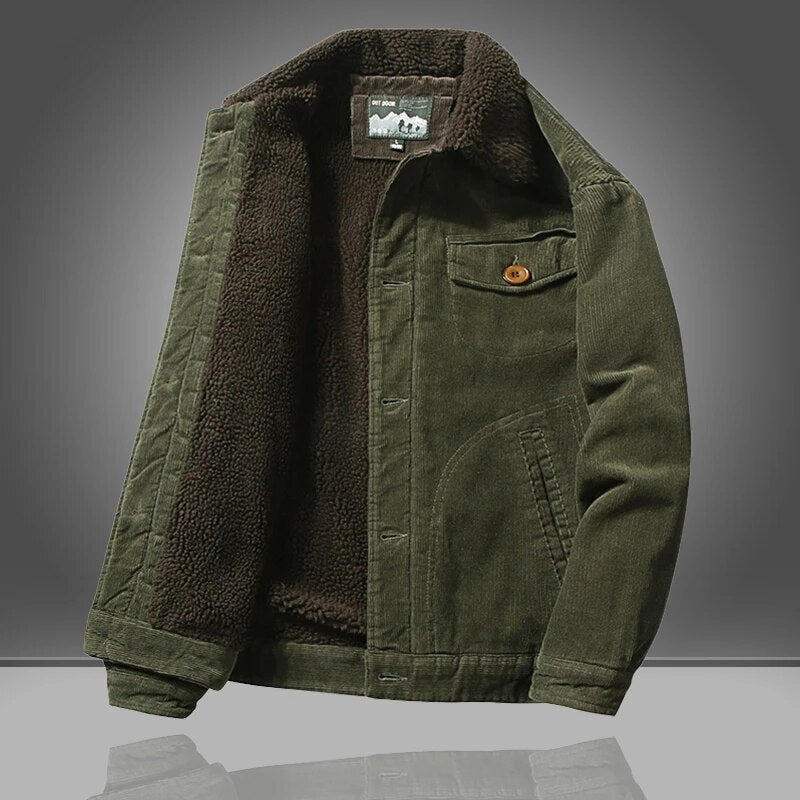 TrendAura Declan Sherpa Corduroy Jacket For Men Warm Plush Faux Shearling Lining Durable Winter Coat