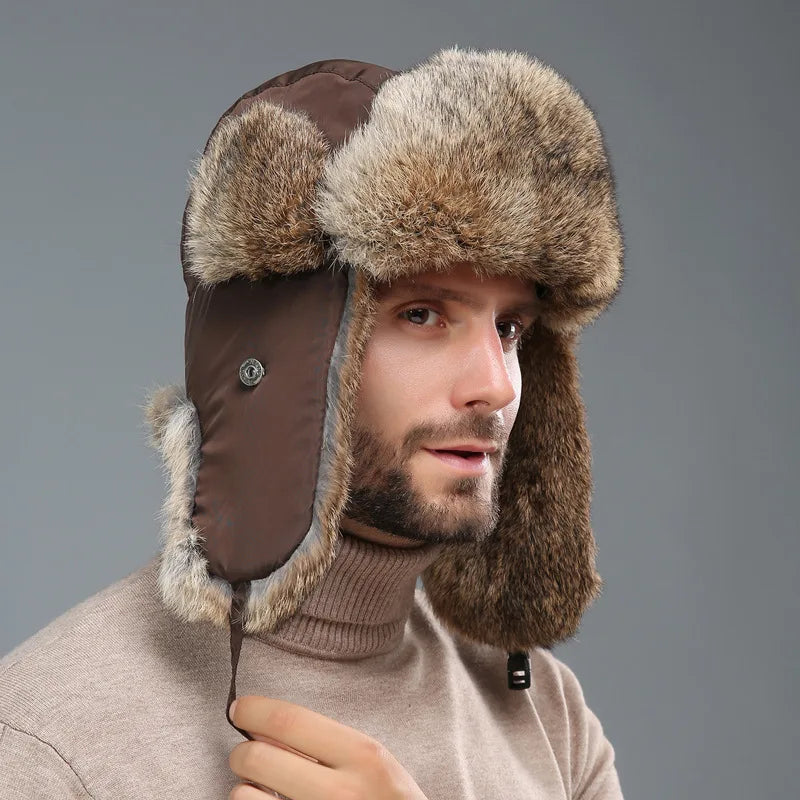 Winter hat for men with ear flaps