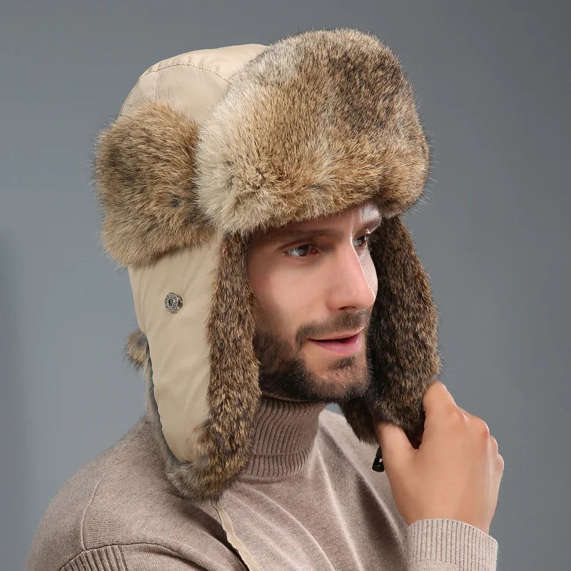 Winter hat for men with ear flaps