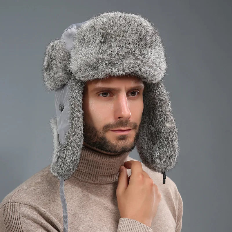 Winter hat for men with ear flaps